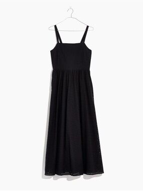 Madewell Black Eyelet Bow Back Midi Dress NWT 2